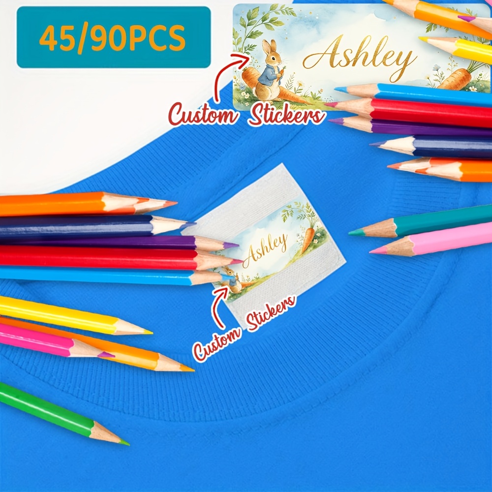 45/90pcs Cartoon Squirrel Custom Name Stickers for Back-to-School