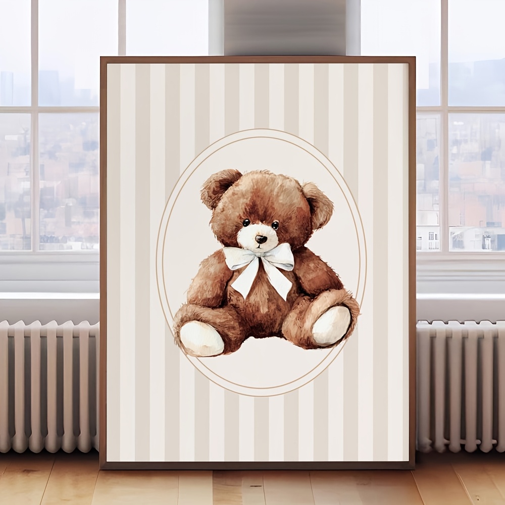TEMU Décoration murale 2D plate, 2D plate, pièce unique, cadre, adorable en peluche avec nœud, convient pour la décoration de chambre d'enfant ou de