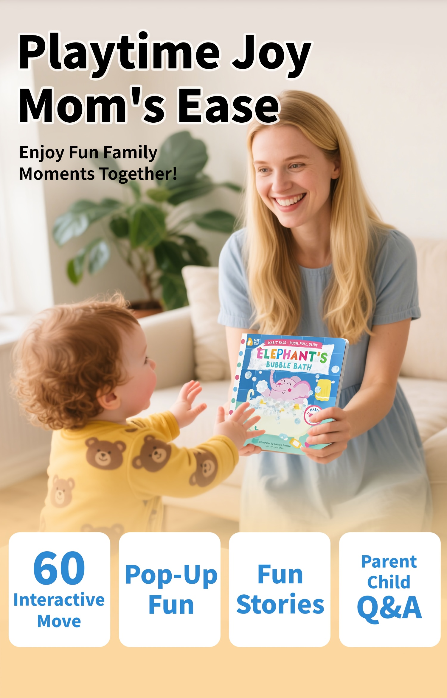 Elephant'S Bubble Bath Lift-The-Flap Books, Good Bath Habit Formation for Kid, Cute Illustration Style, Interactive Picture Push-Pull Book, Early Education Enlightenment, Best Birthday Gift, Bear Tale