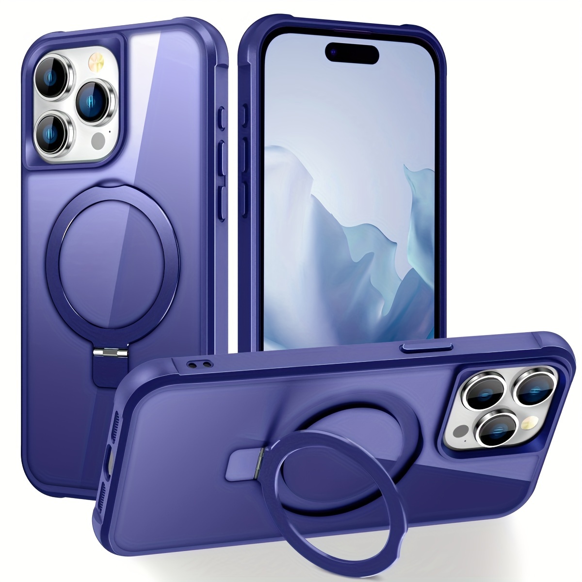 Funda rígida iPhone 14 Pro Max con protector de cámara metal (azul) - Funda -movil.es