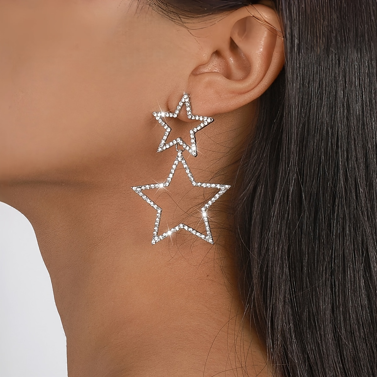TEMU Women's Minimalist Hollow Out Pentagram Earrings, Minimalist Light Luxury Party Vacation