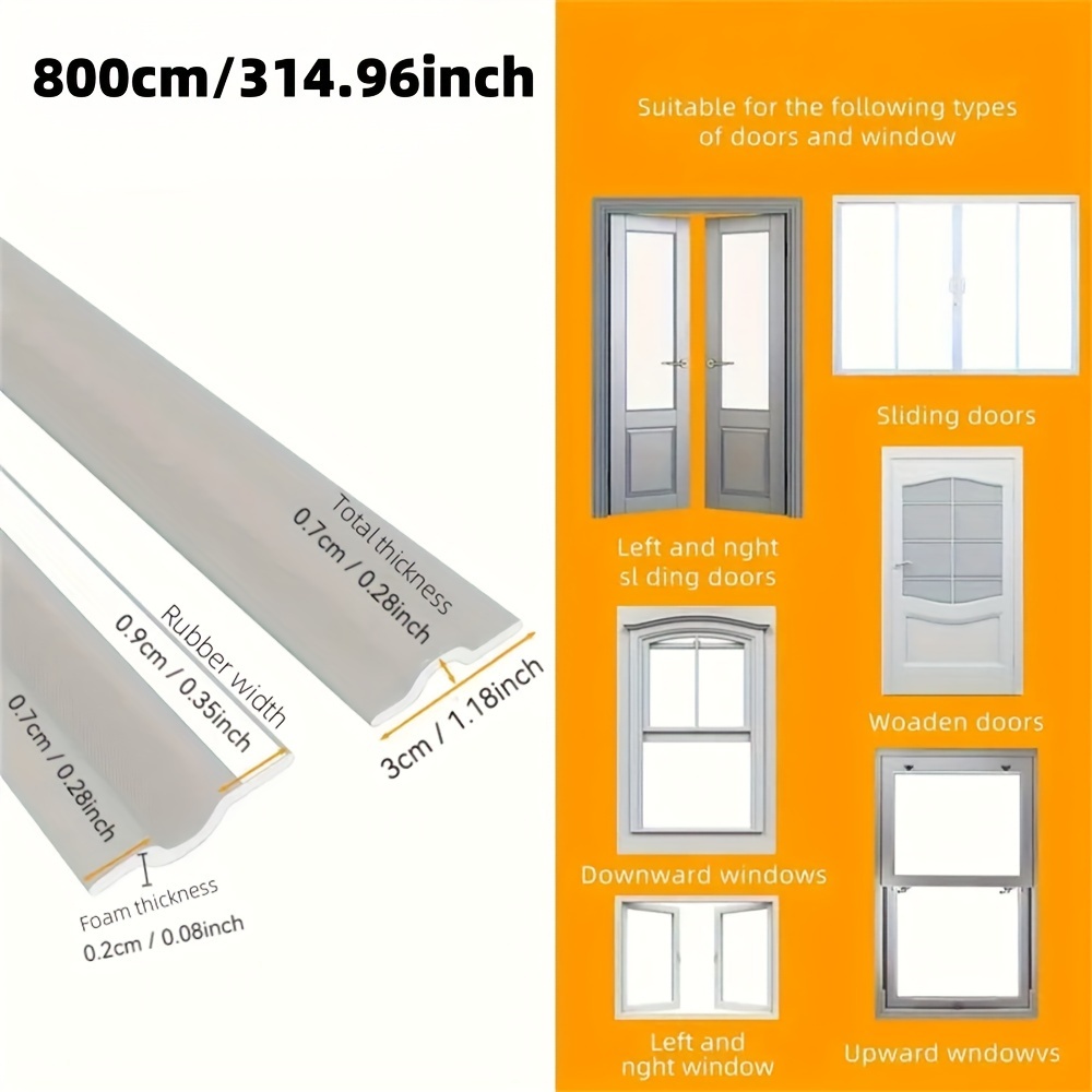 TEMU Self-adhesive Weather Stripping For Windows & Doors - Windproof, Dustproof, Rain Barrier, Noise Reduction Sealant Tape