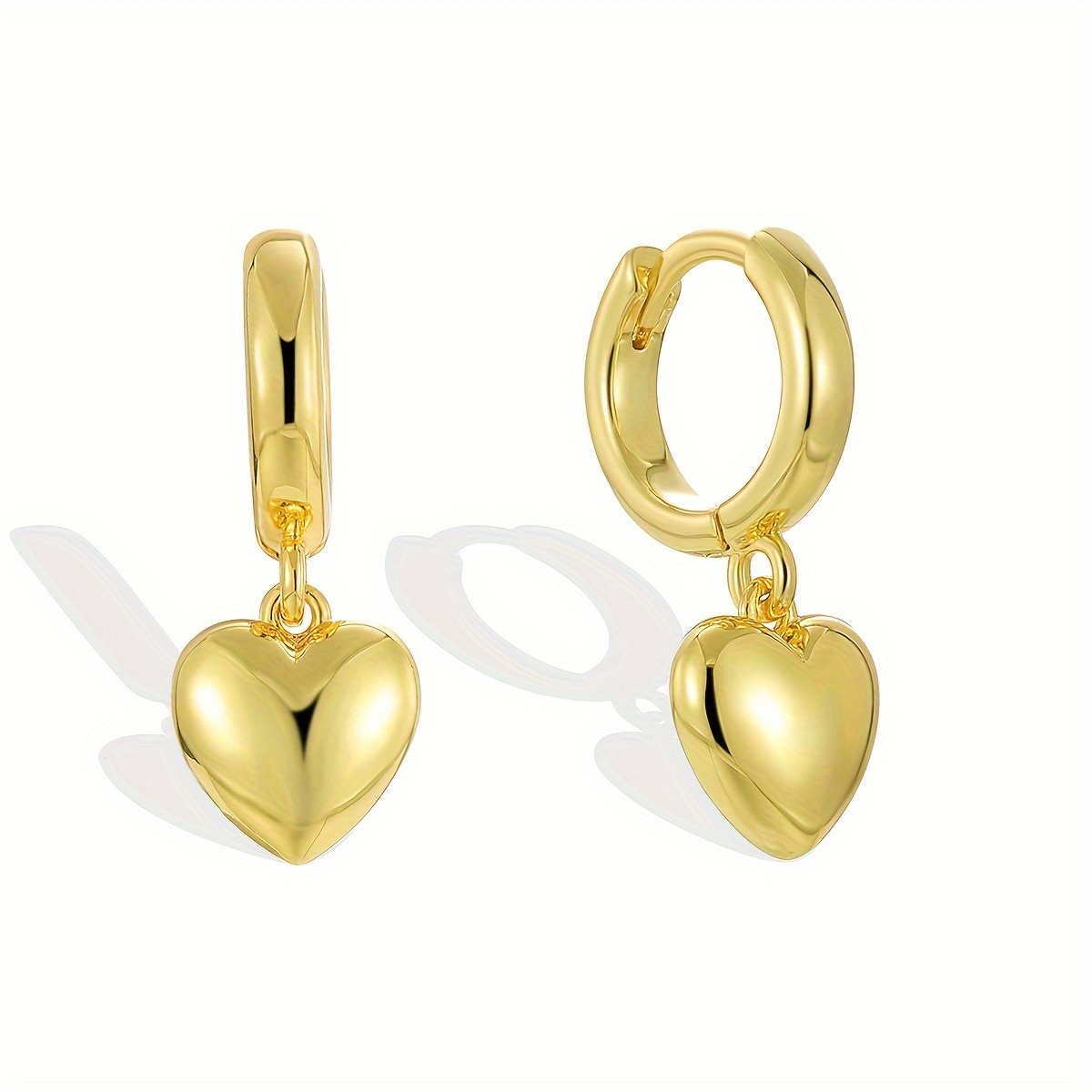 

Dainty 14k Golden Plated Heart Drop Earrings For Women Lightweight Charm Dangle Hoop Earrings Hypoallergenic Jewelry Gift For Her