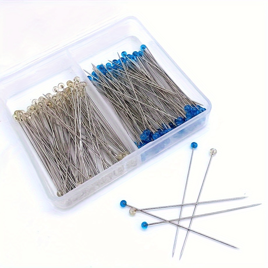 

200-piece Light Blue Crystal Glass Head Pins, 1.7" Straight Quilting & Sewing Pins - Durable For Dressmaking, Diy Crafts, Jewelry Making & Decorations