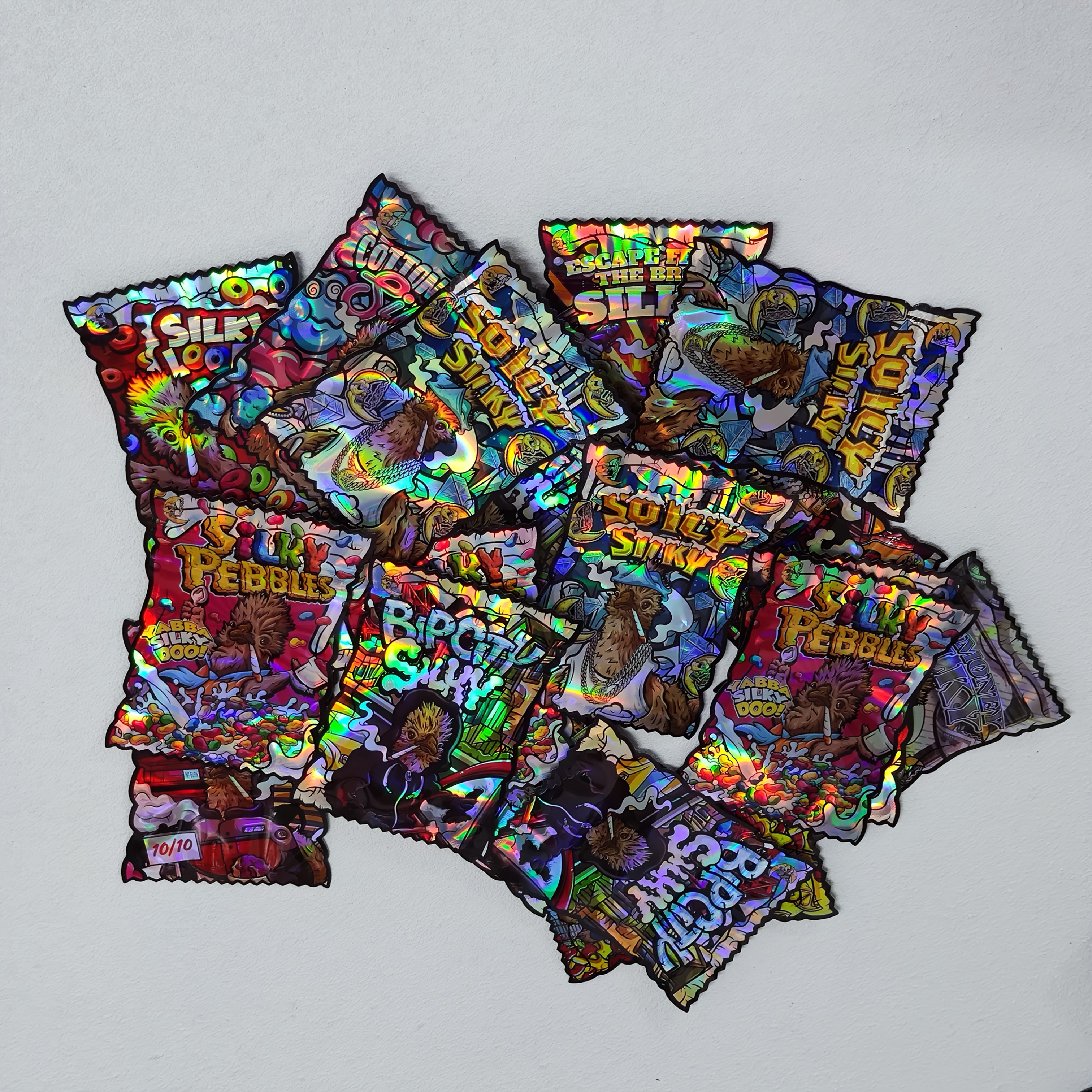 

/50pcs, Holographic Reusable Bags, 3.5g Holographic Creative Pattern Plastic Bags, No Coating, Suitable For Party Gifts, Suitable For Christmas Gifts, Holiday Gifts