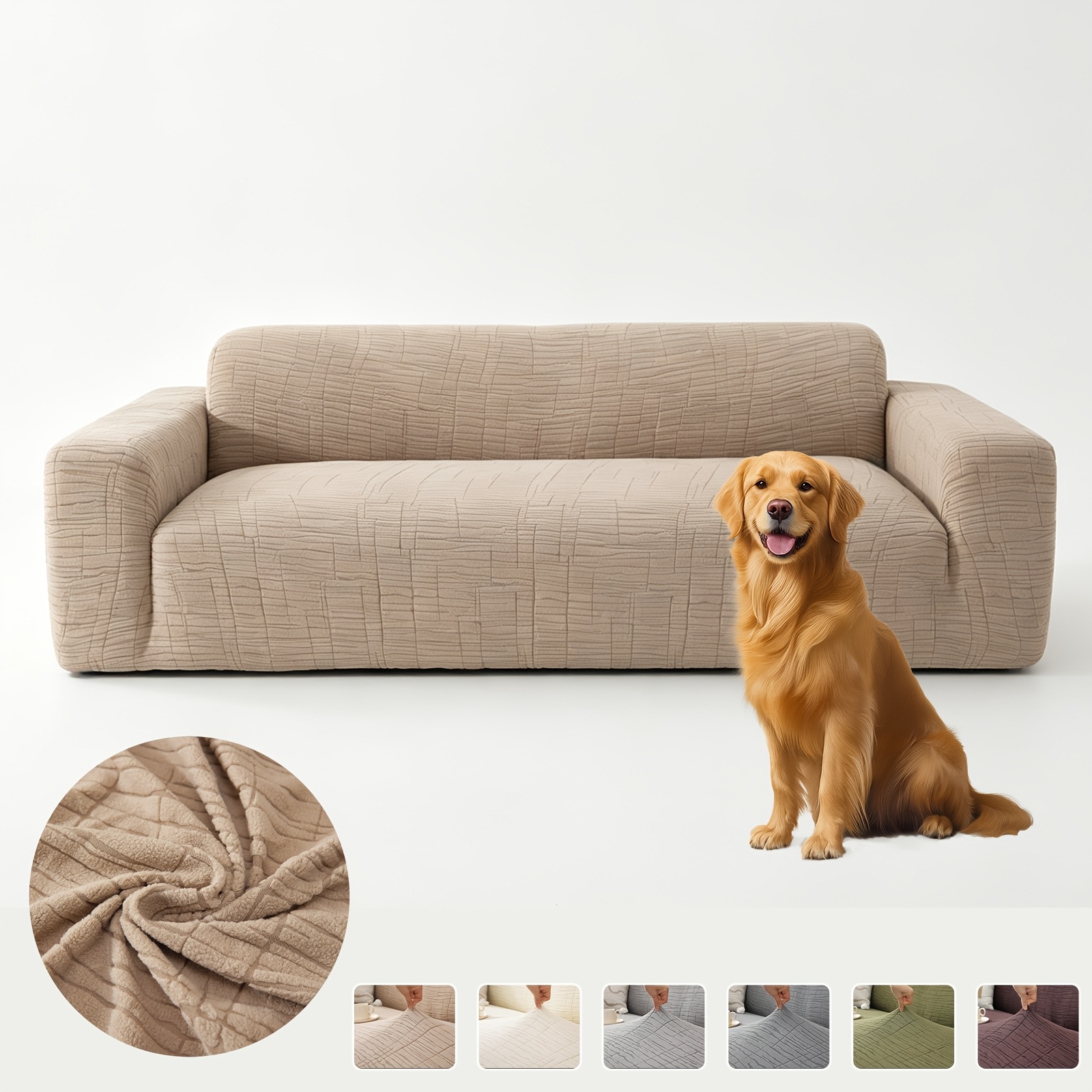 TEMU Nouvelle Housse de Canapé Universelle Extensible en Jacquard, Housse de Canapé Enveloppante à Motif Géométrique, de Meubles Résistante aux