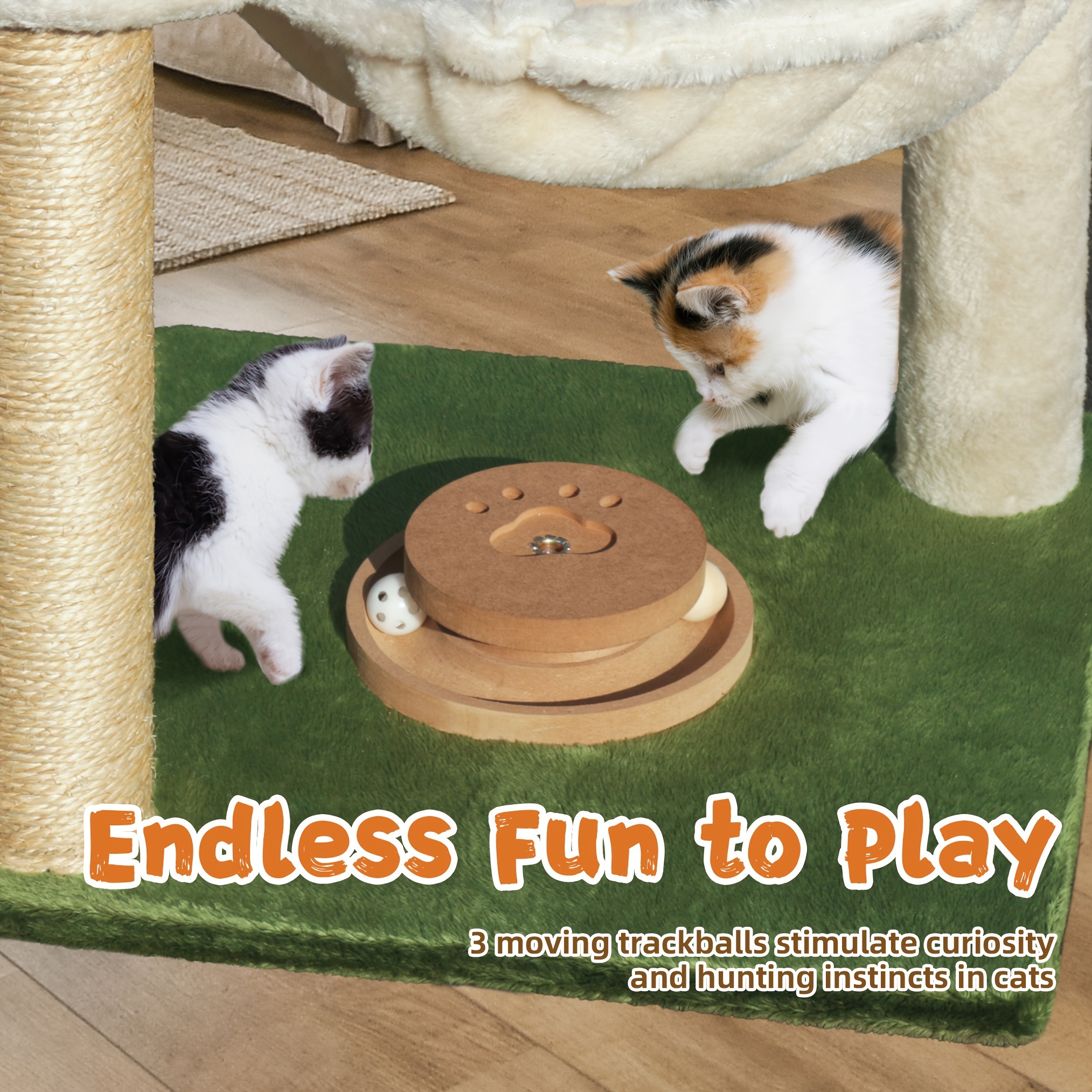 Cat Scratching Post With Hammock & Ball Track – 18" Cat Tree Tower For Indoor Cats & Kittens