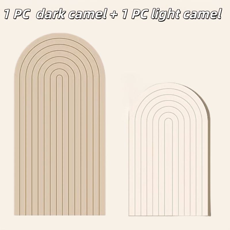 Image of Arch Felt Board Wall Stickers Bedroom Decoration Photo Wall Background, 2pcs Set, Light Camel And Dark Camel, Bedroom Living Room Dorm Decoration Background Board Photo Message Display Board