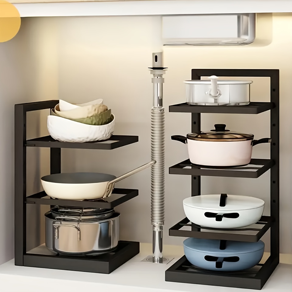 

Heavy-duty 4-tier Kitchen Organizer - Under Cabinet Pot Rack & Pan Storage, Space-saving Design For Pots, & Utensils