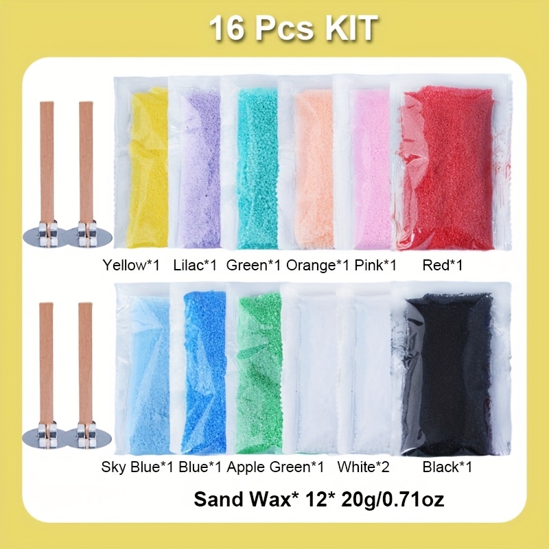 Image of 16pcs Diy Wax Kit- Includes Colorful Palm Wax, Wicks, Colour Pearled Candle For Candles Diy, Make Mold Candles, Cup Wax, Sand Candle Ideal For Weddings, Parties & Celebrations