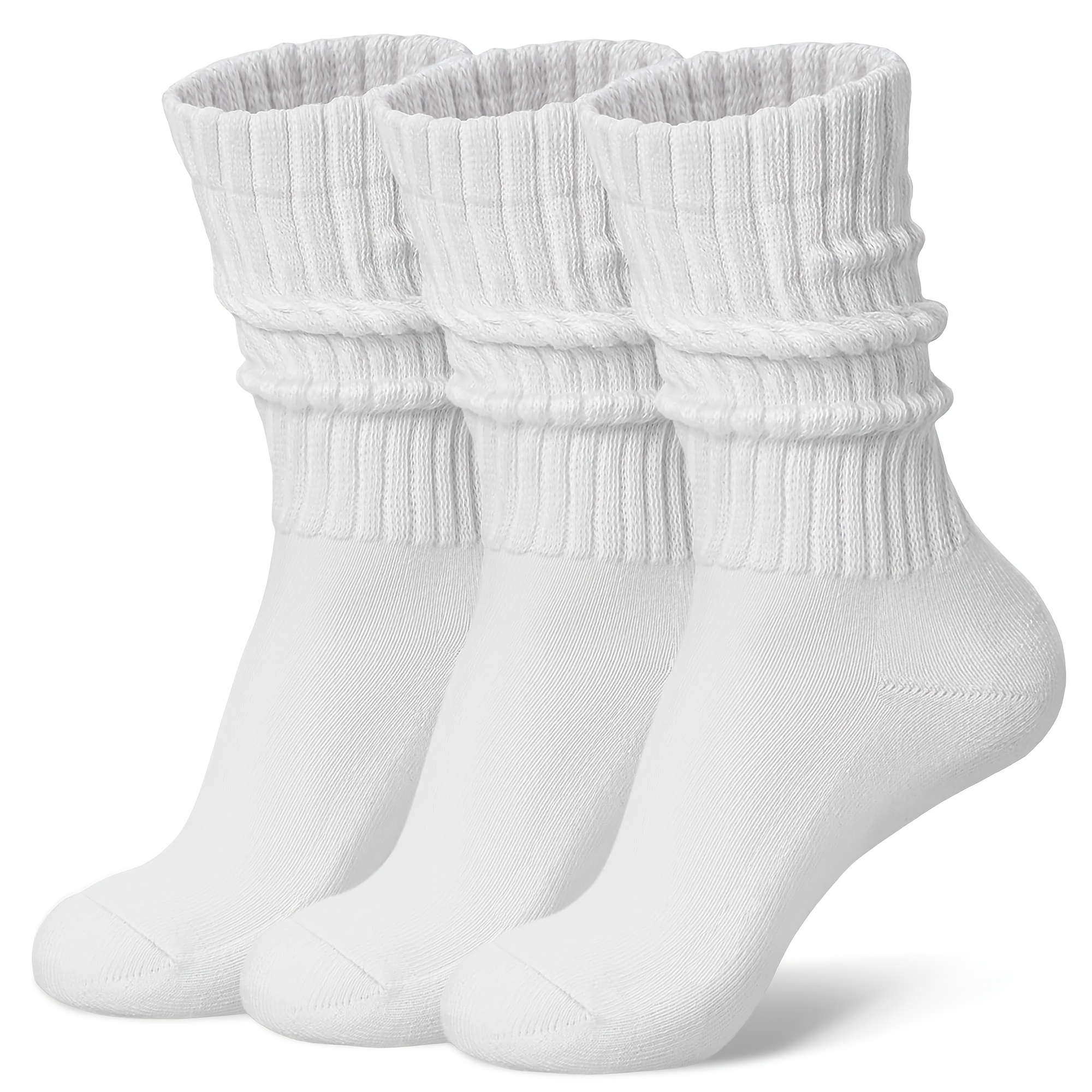 TEMU 3 Paires de Chaussettes Slouch pour Femmes, Chaussettes Slouch Confortables, Chaussettes de Bottes Slouch Rétro Confortables à Jambes Côtelées