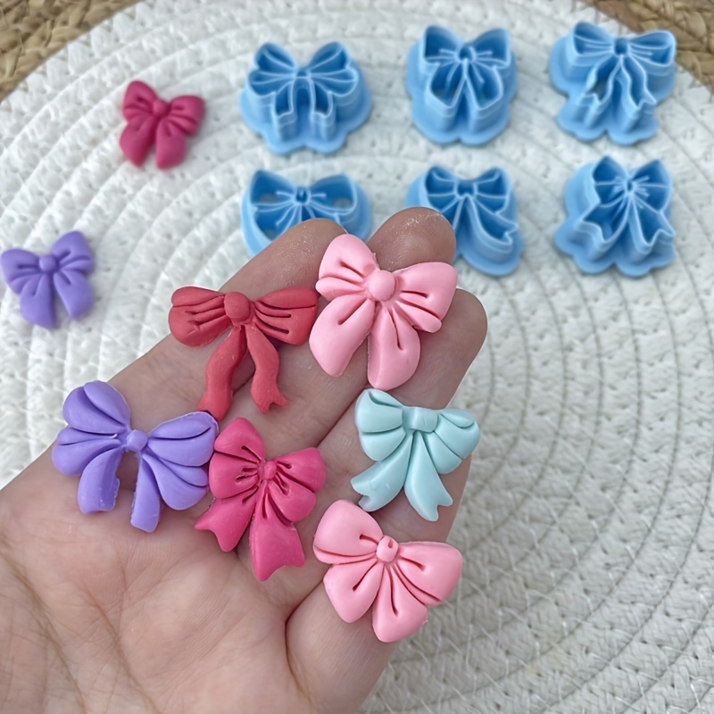 

6pcs Ribbon Bows Clay Cutter Set, Polymer Clay Mold Set, Spring For Making, Craft Supplies, No Power Supply Needed