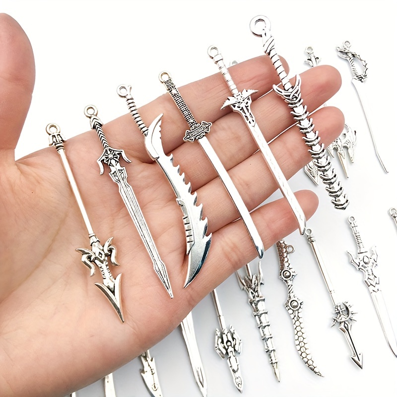 

10/20pcs/set (bag) New Diy Alloy Jewelry Swords Knife Accessories, Retro Charms Bookmark Reading Book Clips Markers Craft Supplies Jewelry