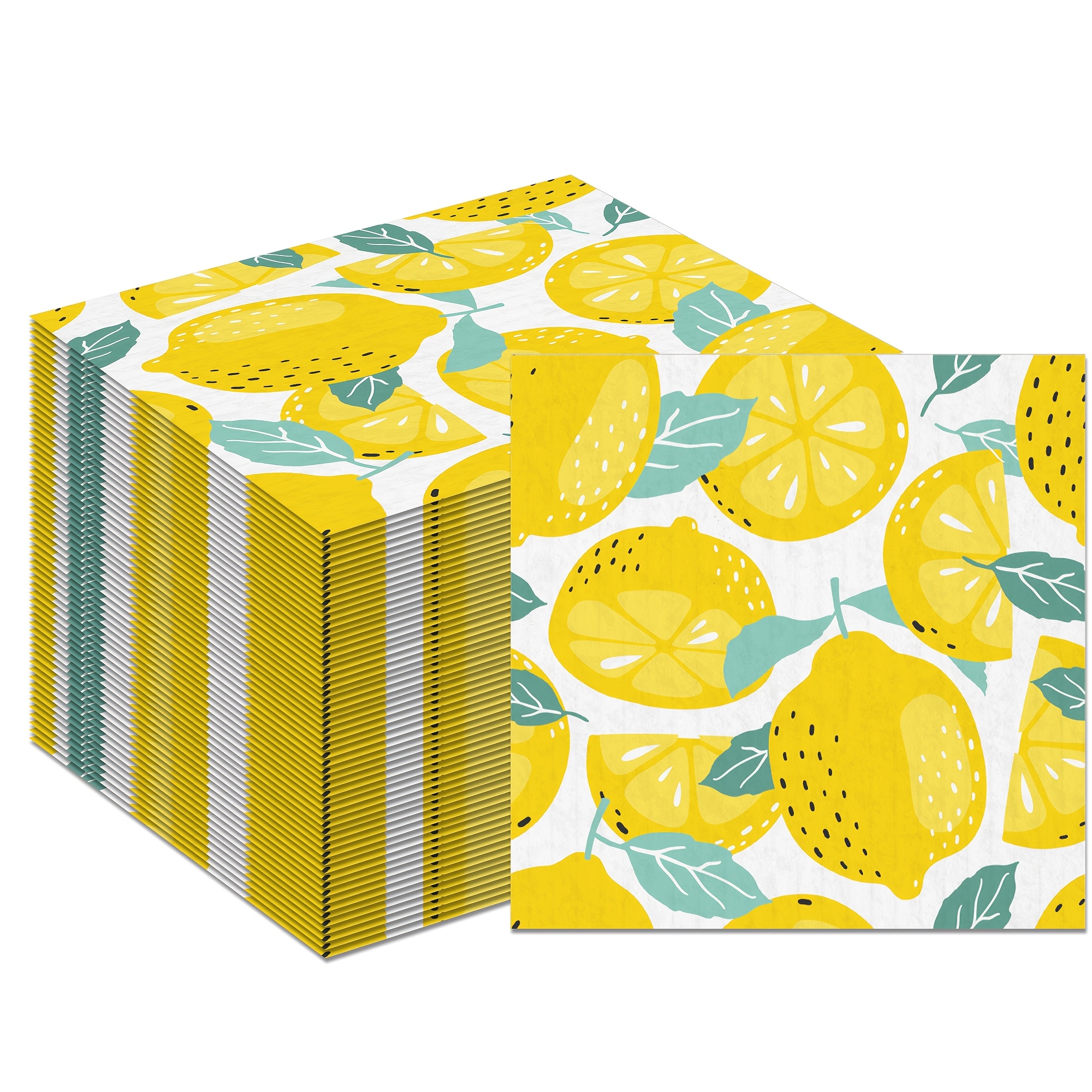 TEMU Lemon-themed Party Napkins Suitable For Birthdays, Lemon Decorations & Citrus Parties - Pack Of 20 Sheets With Lemon , Disposable Paper Napkins
