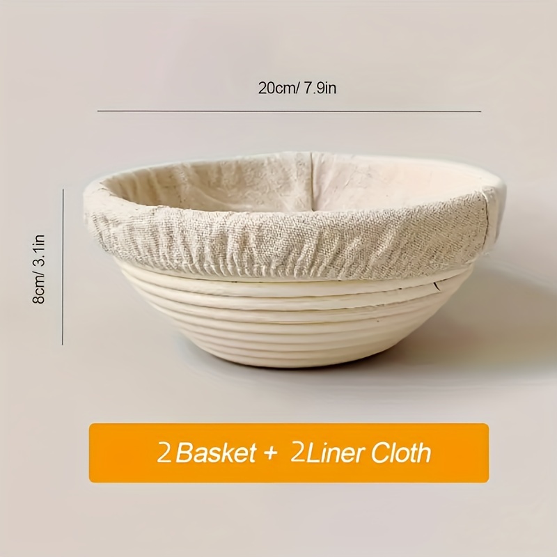 2pcs, Bread Proofing Baskets With Liner Cloth, Rattan Sourdough Baskets