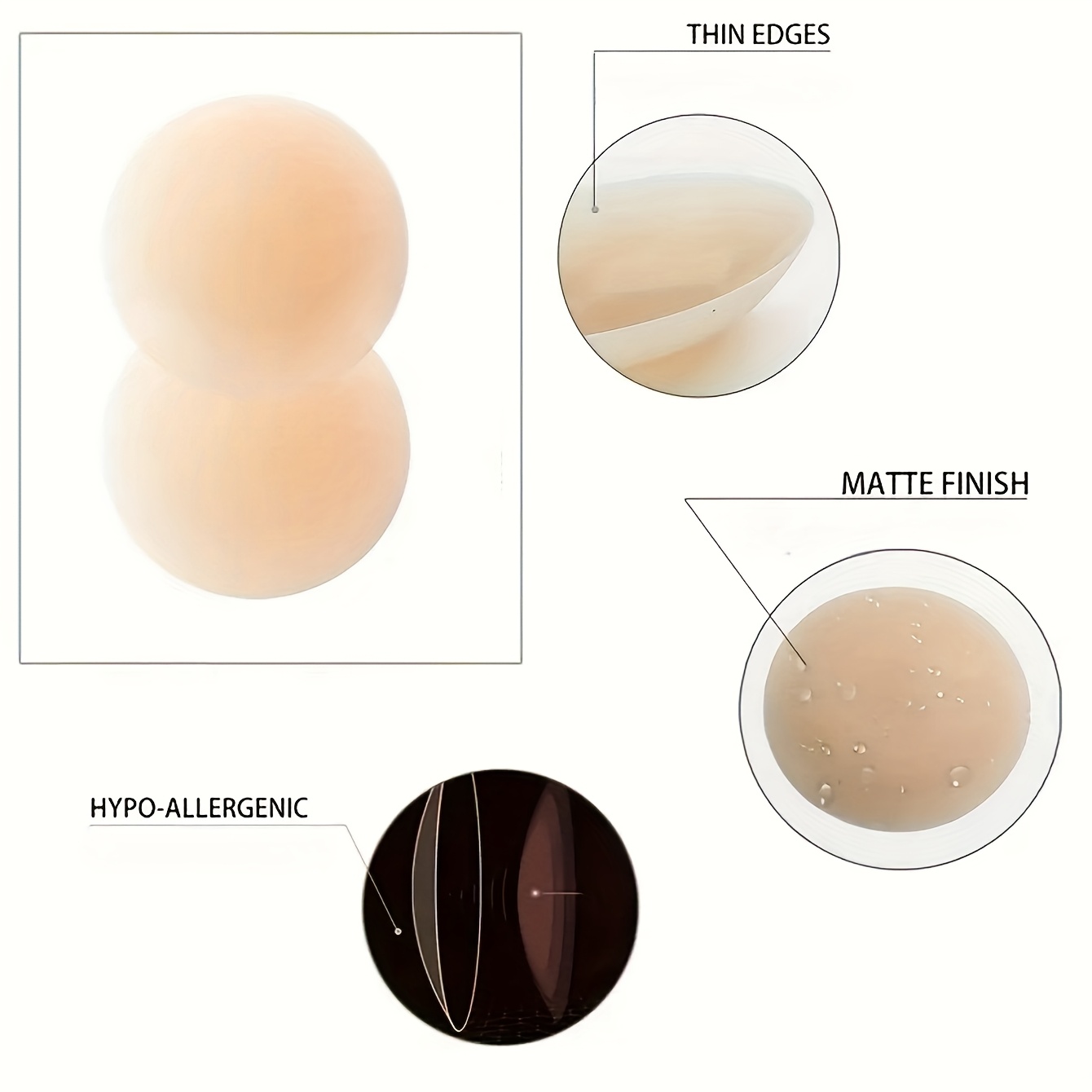1pc Seamless Silicone Nipple Covers, Invisible & Reusable Anti-Convex Pasties in Light Beige, Skin-Tone, and Dark Brownish-Red, Hand-Washable Women's Lingerie Accessories