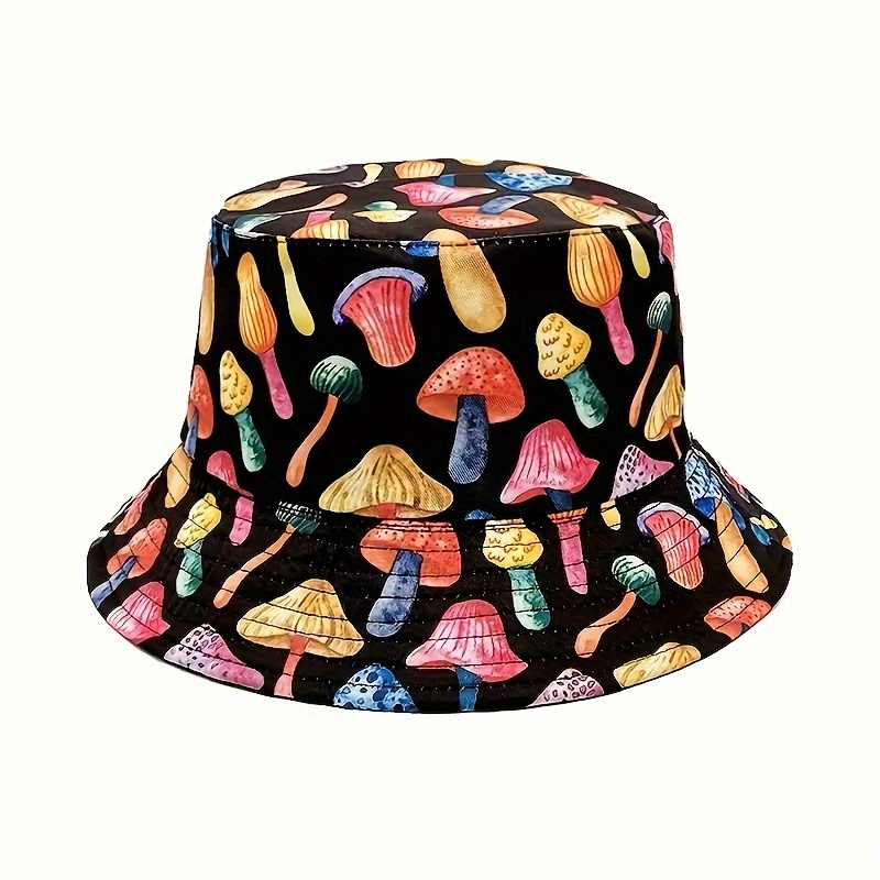 Hip Hop Cartoon Bucket Hat Trendy Plant Printed Reversible Sun Hats Casual Lightweight Fisherman for Women Men,Temu