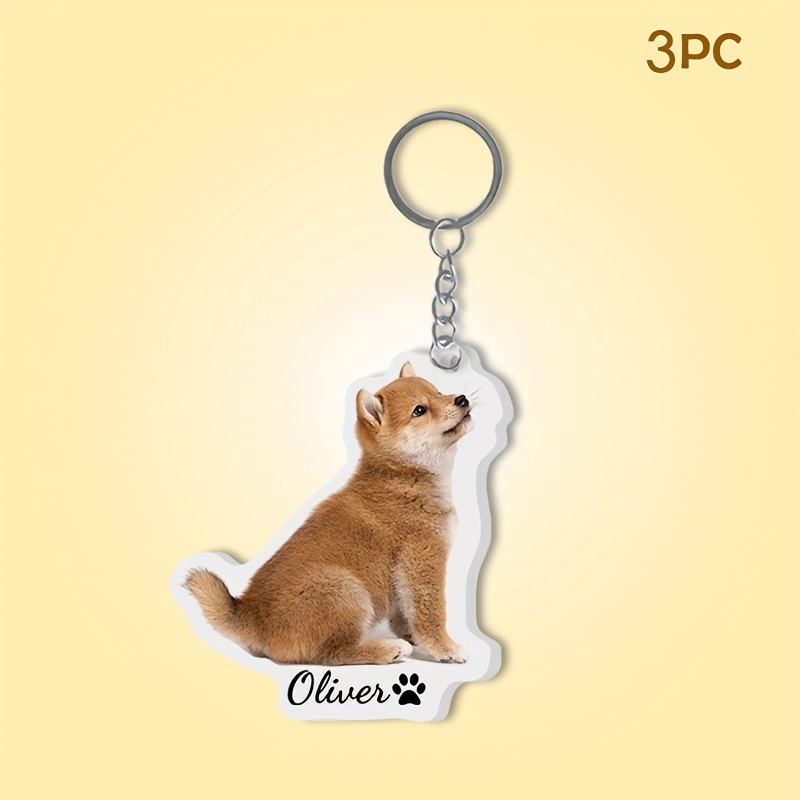 TEMU 2d Flat Custom Pet Acrylic Keychain Picture + Text Custom Image Personalized Pet Keychain Exquisite Gift For Pets