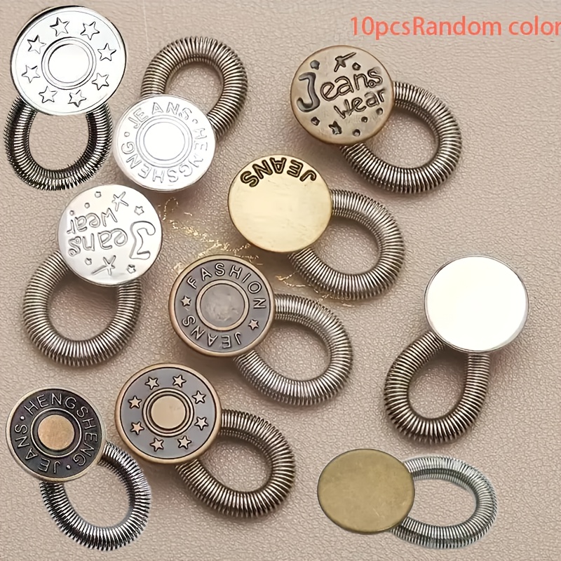 Image of 19/10pcs Jeans Waist Extenders, Random Style Button Extenders, Adjustable Stretchable Waist Extenders, Button , For Punching, , Suitable For Men And Women's Jeans And Casual Trousers