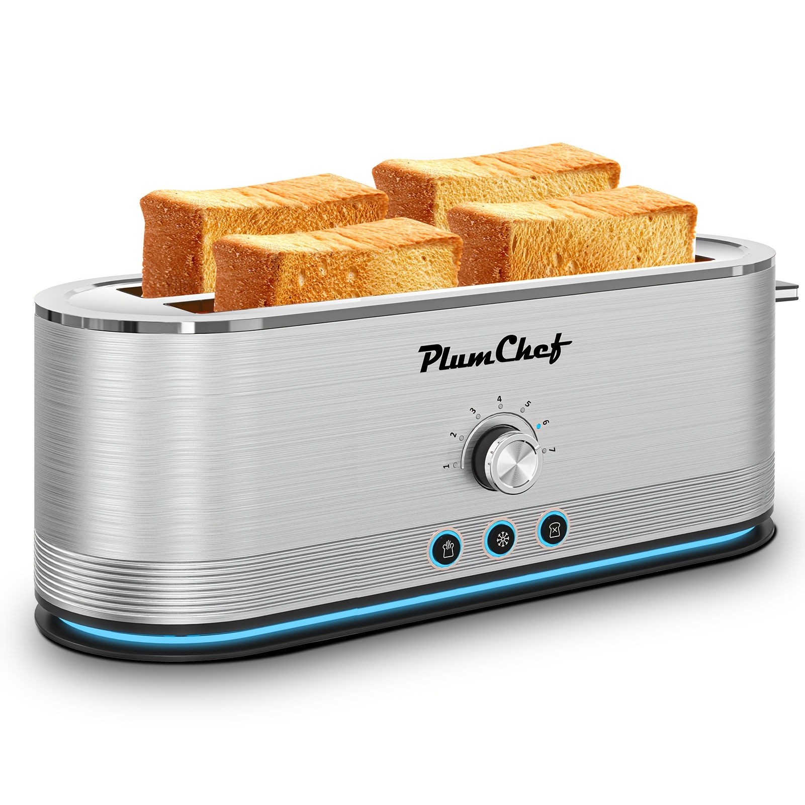 TEMU 4- Stainless Steel Toaster, 7 Browning Levels, & Functions, 1400w, Anti-fingerprint, Anti-jam, Black