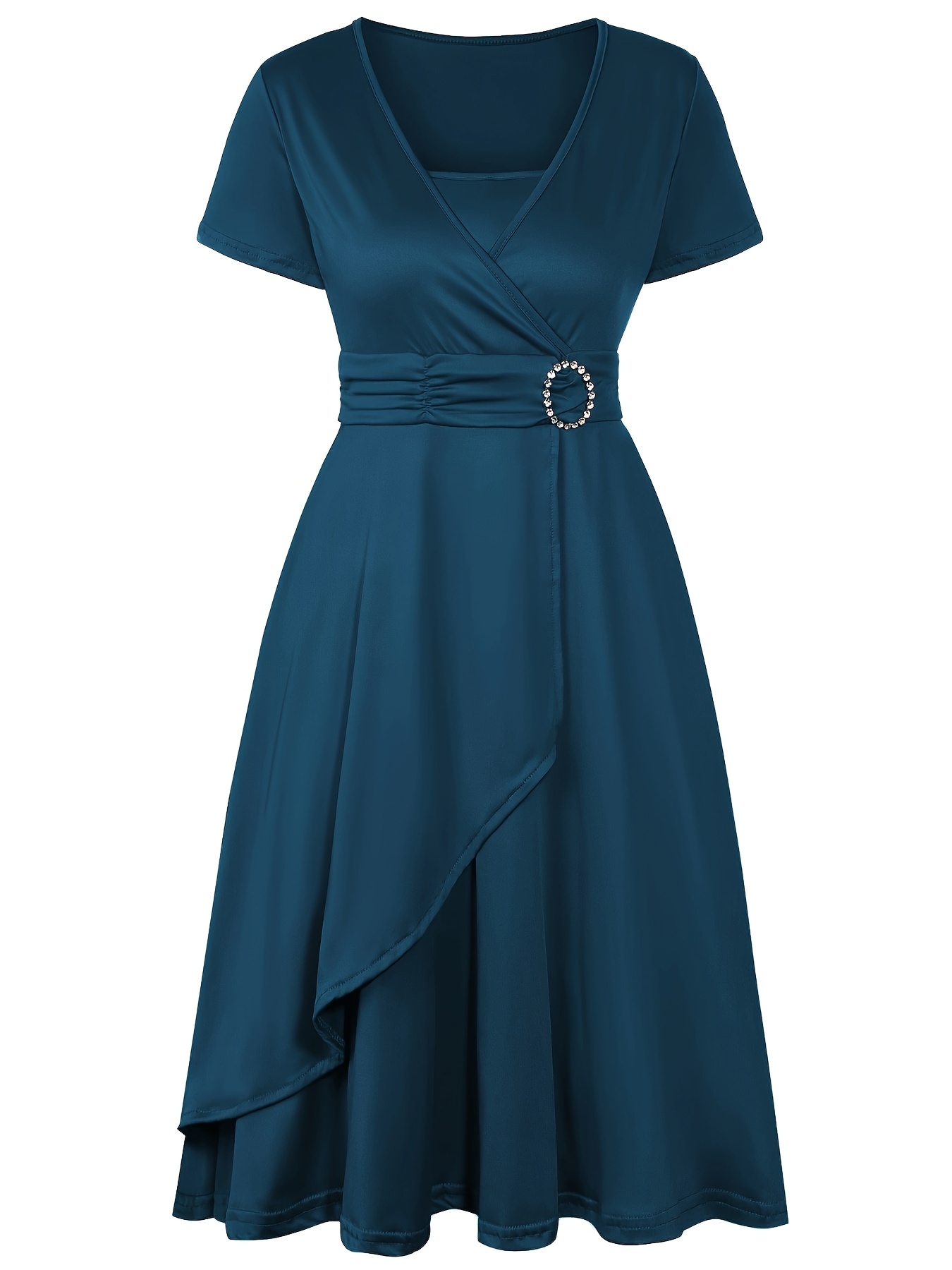 plus size elegant short sleeve evening dress a v neck - Temu Mauritius