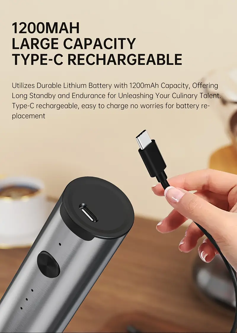 milk frother with usb charging handheld foam maker whisk drink mixer adjustable stainless steel blender built in mixing heads for milk beaters and quick foaming coffee whisk for halloween gifts details 4