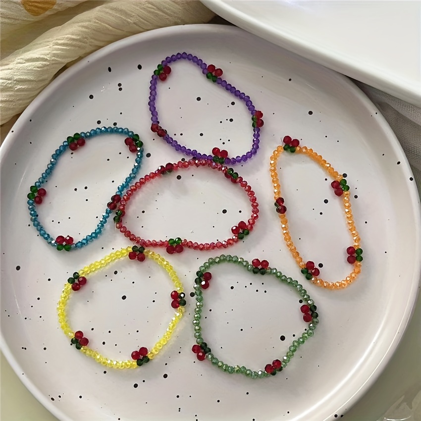 3pcs Cherry Bead Bracelet Set