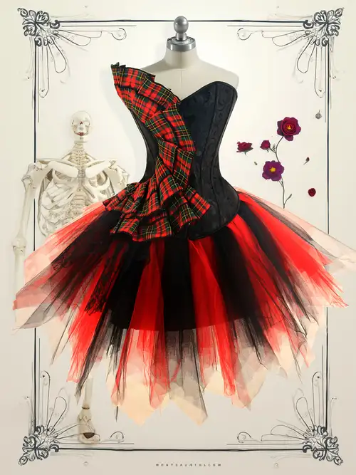 * Traditional Classic * Corset with Black And Red * TUTUTU Gauze Skirt Set * Traditional Classic * Corset with Black And Red * TUTUTU Gauze Skirt Set