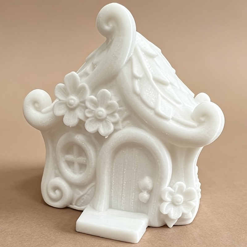 TEMU 1pc Miniature Fairy House Statue - Mini Garden Ornament With Plastic Fairy Tale House Suitable For Indoor/outdoor Decor, Shelf & Tabletop