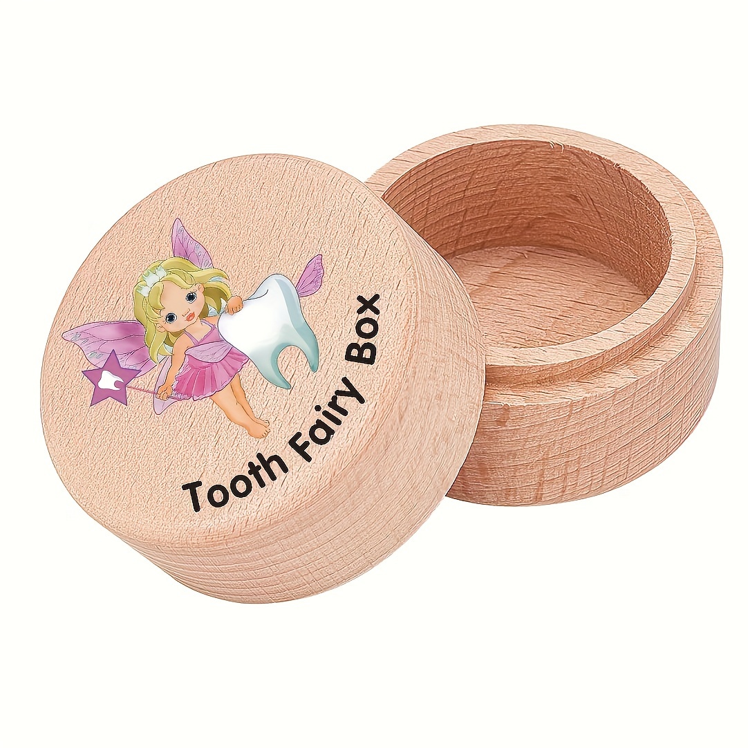 

1pc Wooden Tooth Fairy Box For Girls - Keepsake Storage With Fairy Design, Ideal For Lost Teeth Collection, Tooth Fairy Pouch