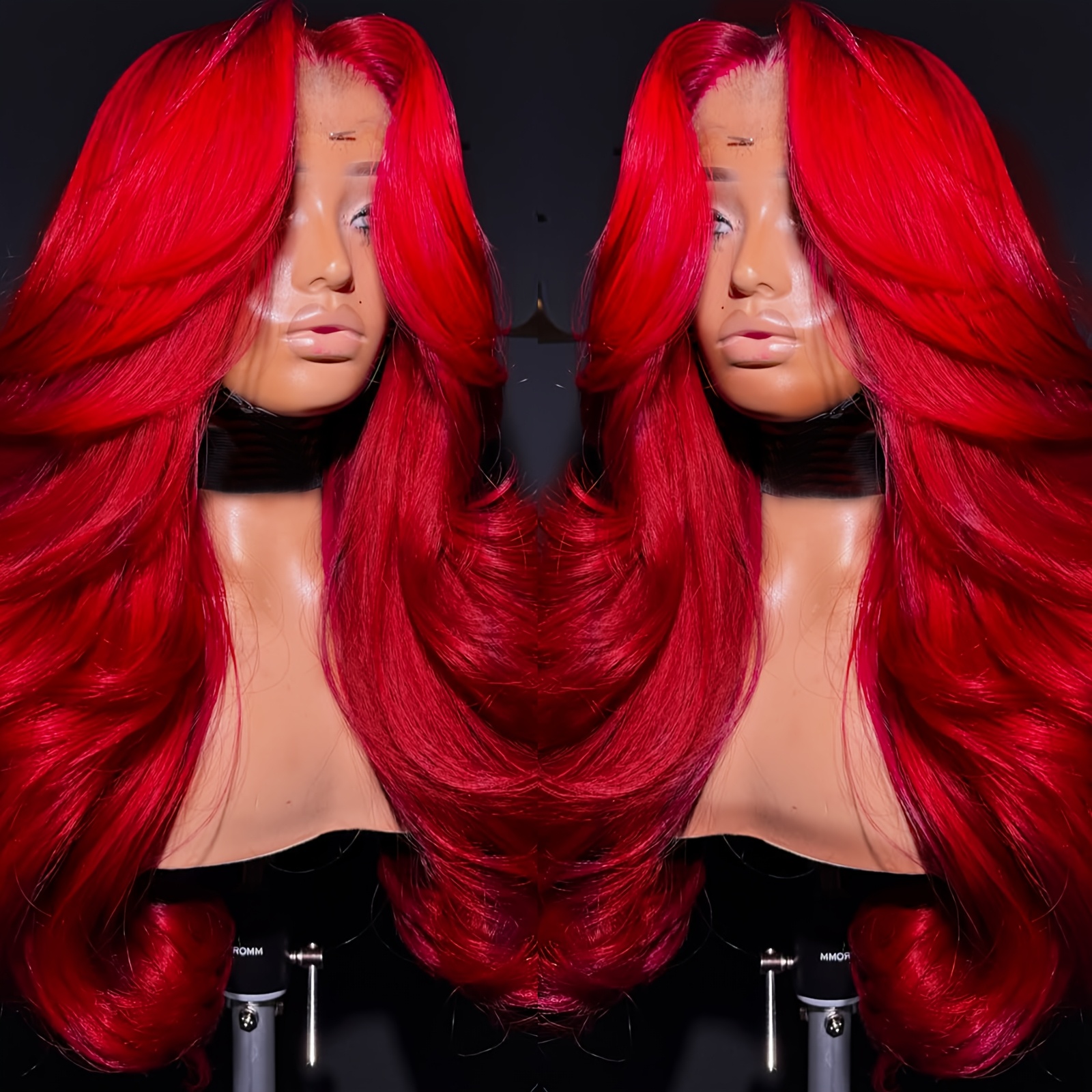 TEMU 13x4 Hd Transparent Lace Wig Red Body Wave Lace Front Wig 13*4 200% Density Glueless Synthetic Red Burgundy Lace Front Wig Pre- Long Body Wave Lace Front Wigs For Women