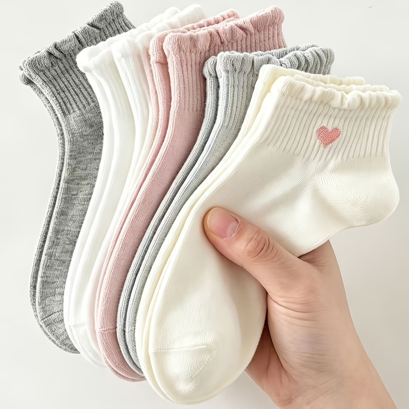 TEMU 5 de Calcetines Cortos Coreanos Estilo Ins Fáciles de Usar, Serie de Encaje Transpirable Antideslizante con Diseño de