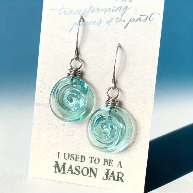 TEMU Pair Of Spiral Pendant Earrings, Turquoise Color - Design, Perfect Everyday Bohemian Beach Jewelry Gift For Women, Moms, And Sisters