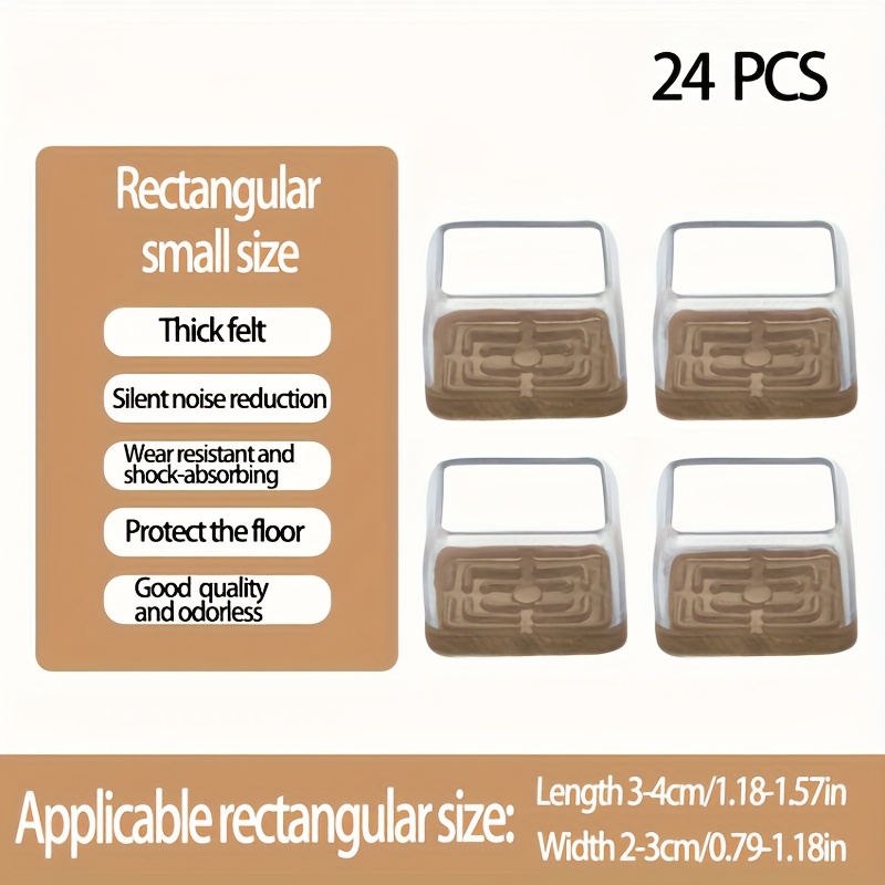Image of 24pcs Transparent Chair Leg Floor Protectors With Anti-slip Silicone Pads - , Ideal For Bar Stools, Dining Chairs, Storage Cabinets - Durable Felt Caps For Stability, Chair Leg Protectors