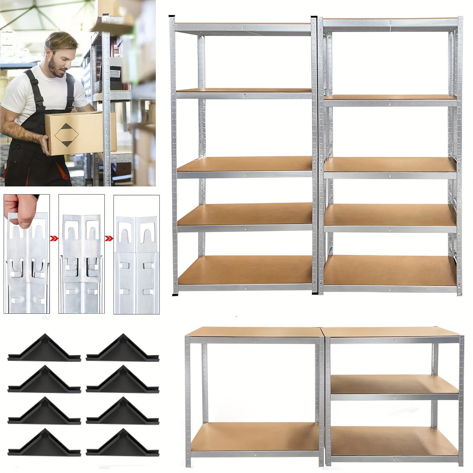 E-shop DAYPLUS Verstellbare Höhe Metall-Aufbewahrungsregal, 5-stufiger Freistehender Garagen-Organizer mit 875kg Kapazität, einfache Montage,