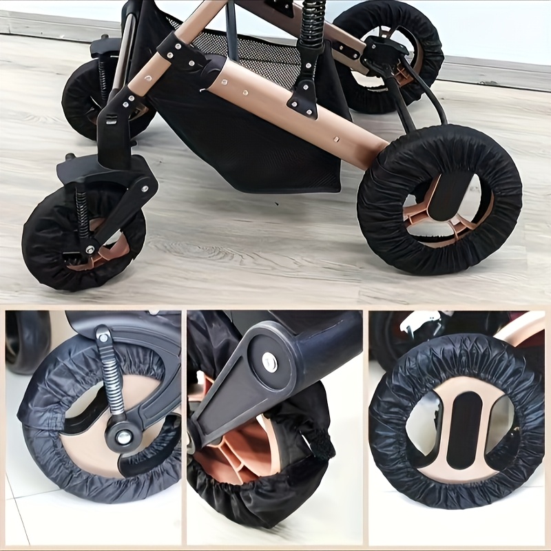 4pcs Youngsters Stroller Wheel Covers - Durable Polyester, Easy-Clean Dustproof & Scratch-Resistant for Indoor/Outdoor Use - Ideal Thanksgiving & Christmas Gift for Parents, Stroller Accessories, Outdoor Travel Gear, Protective Carriage Accessory, Scratchresistant Material