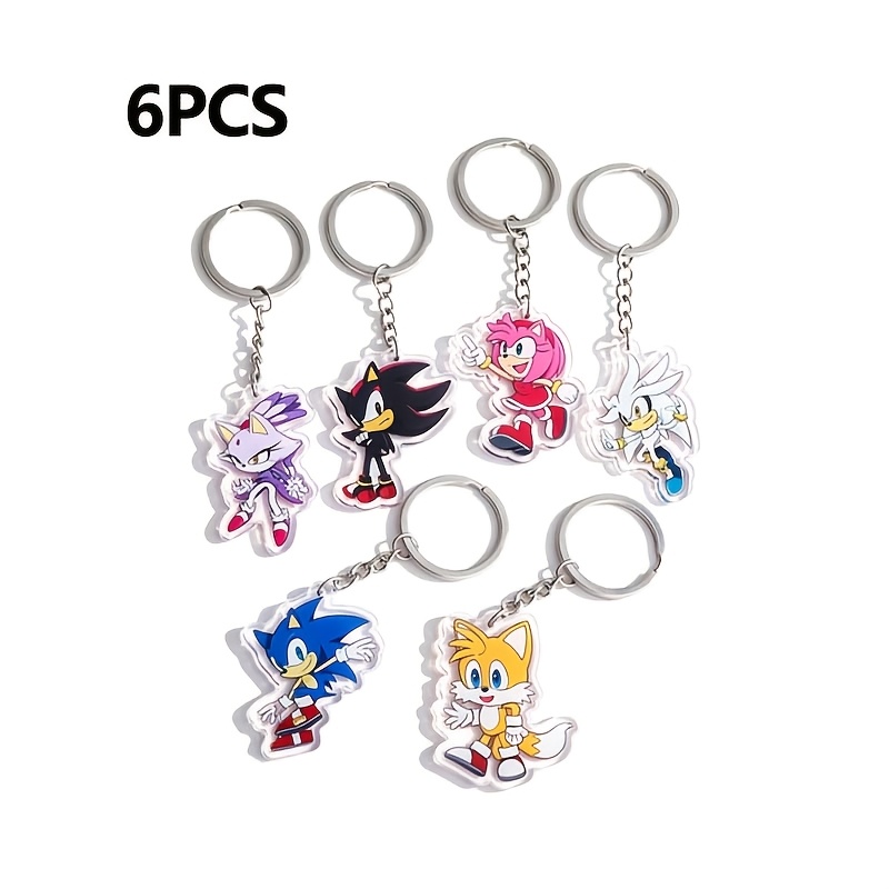 TEMU Gift For Her/him The Hedgehog Themed Party Keychain Gift Set, 6pcs Keychain Gift Pack, Stylish And Versatile Cartoon Keychain, Suitable For