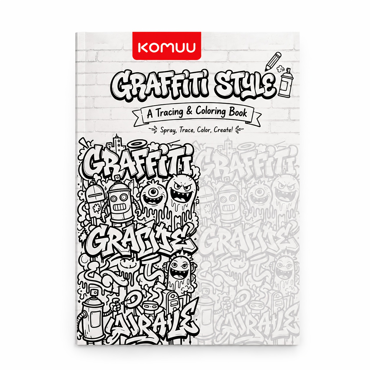 TEMU Graffiti Style Fun Coloring Book, Foldable Tracing Drawing Practice Workbook, Street Graffiti Line Art Coloring Pages, Art Craft Supplies, 14+