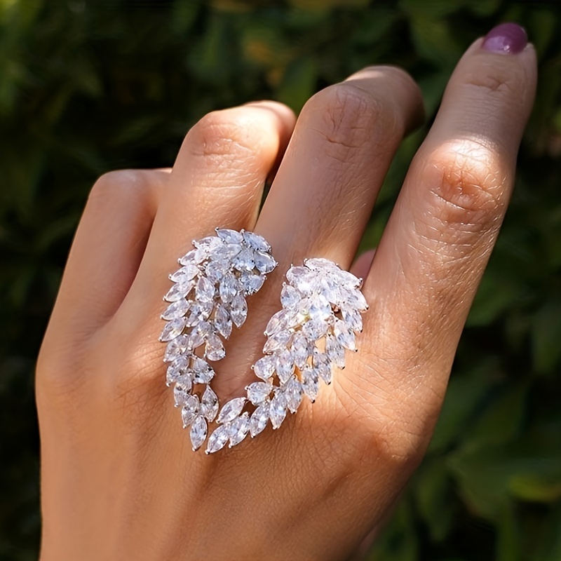 Elegant Cuff Ring Trendy Shining Engasynthetic Gemstoneent / Wedding Ring Evening Party Decor Gift For Her