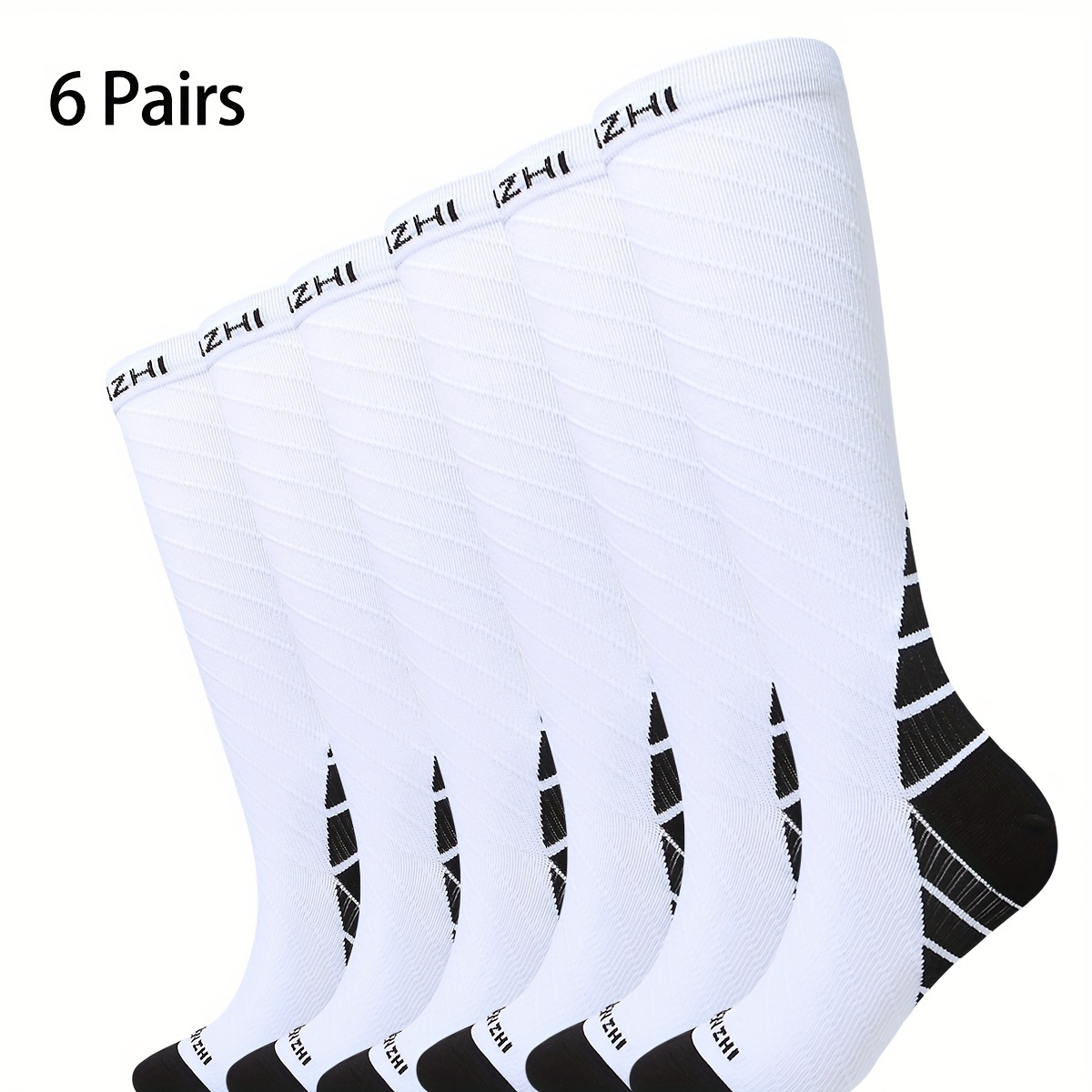 TEMU 6 Pairs 6 Pairs Compression Socks - Breathable & Comfortable For Running, Cycling, Basketball, Football, Hiking