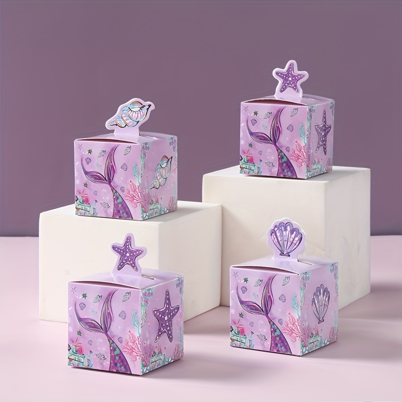 

24pcs Mermaid-themed Paper Candy Boxes With Nautical Accents - Birthday & Wedding Favors, Under The Sea Party Gift Packaging, Mermaid Party Decorations, Gifts, Packing Boxes