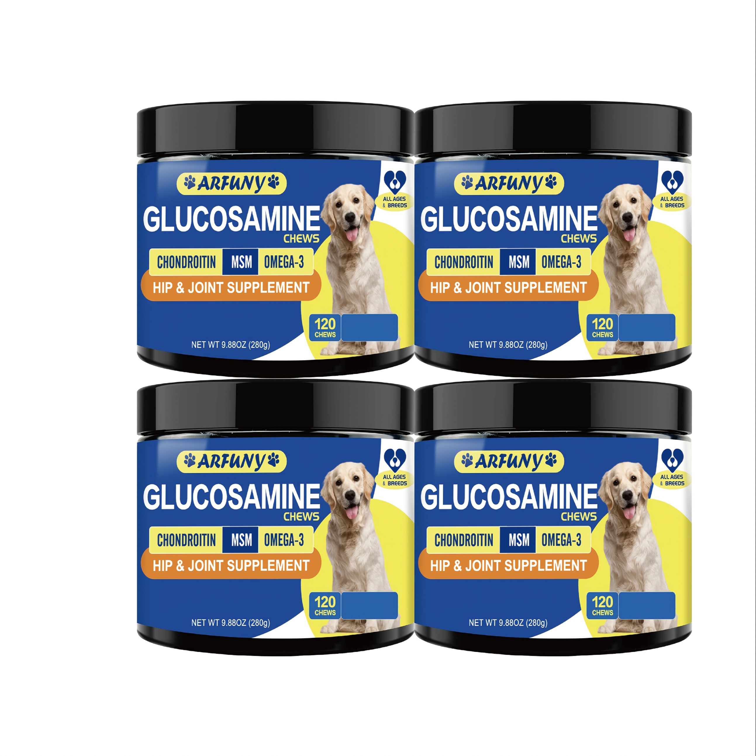 TEMU For Dogs - Hip And Joint Supplement For Dogs - Chondroitin - Msm - Turmeric - Joint Supplement - - Dog Health, Dog Supplies, Dog Products, , 4 Packs, 480 Chews, Chicken Flavor