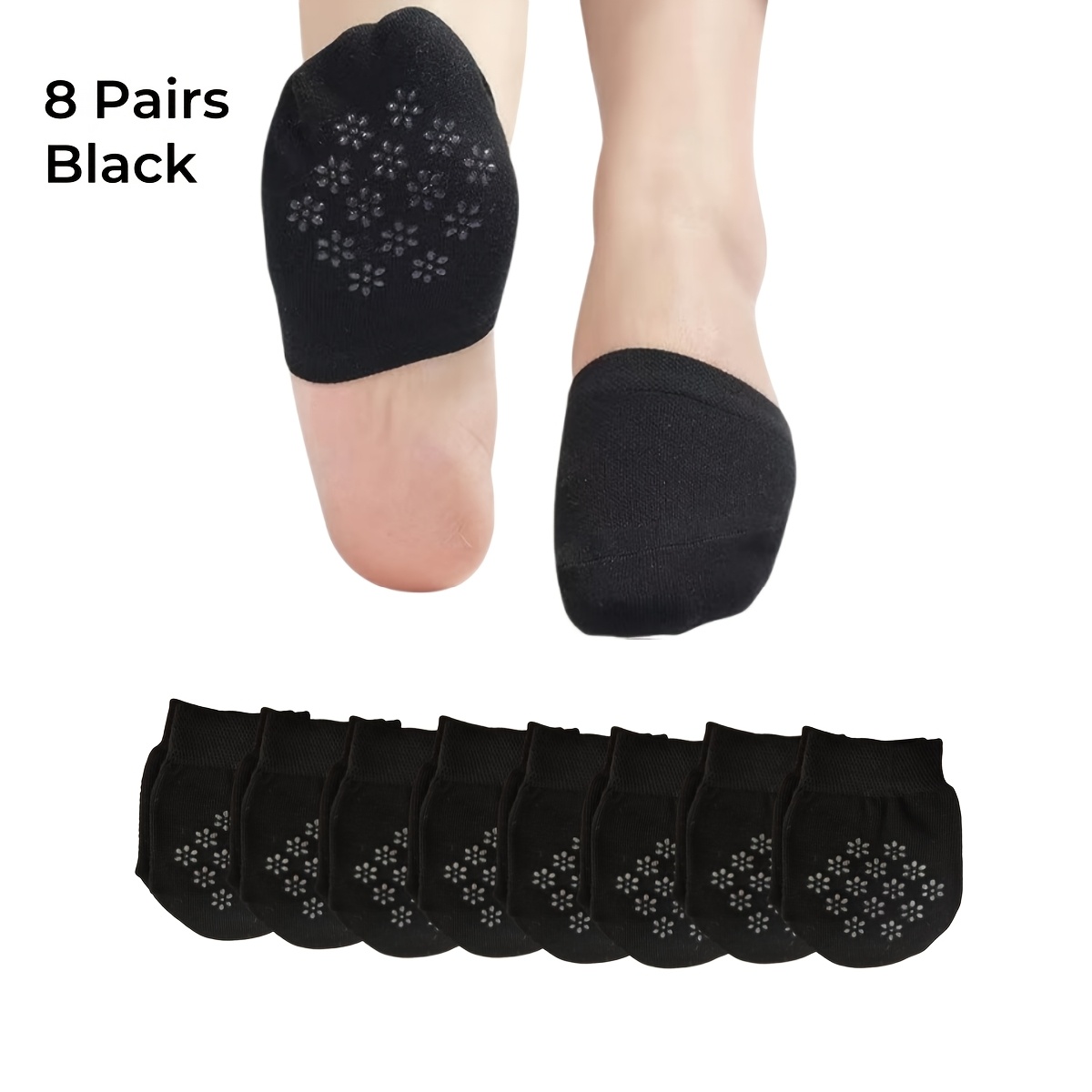 TEMU 8 Pairs Women's Half Palm Socks No Show Socks Spring Summer Silicone Anti-slip Comfortable Breathable Moisture Wicking