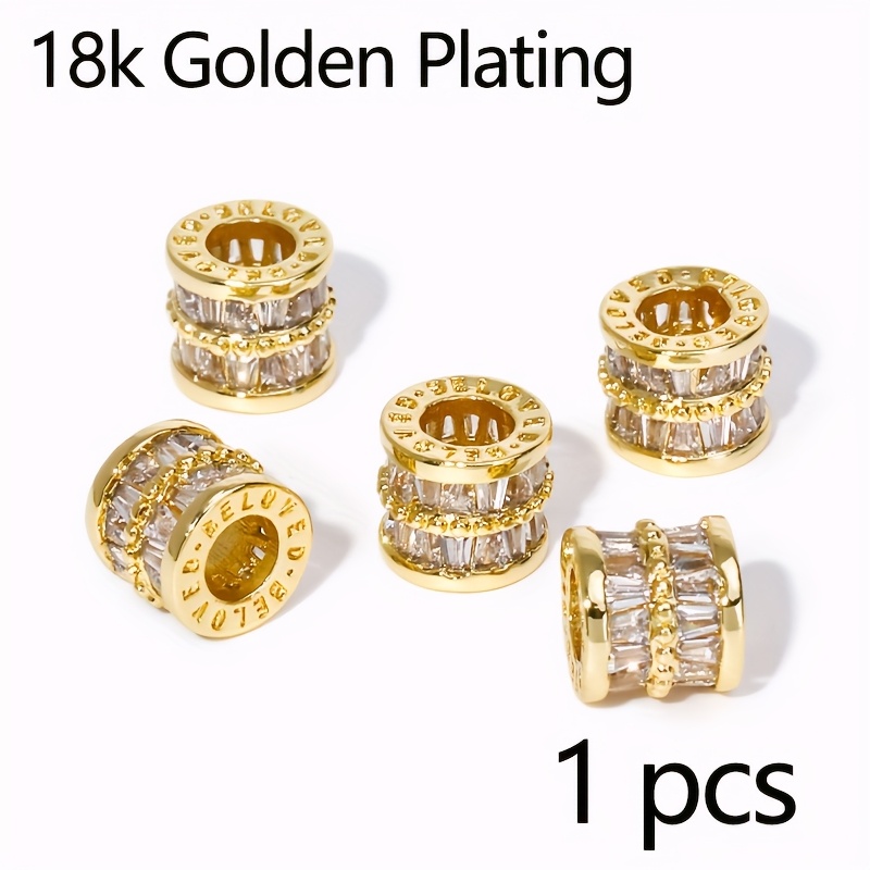 TEMU 1pc Perles de luxe en cristal, perles d'espacement rondes plaquées or, séparateurs pour perles, accessoires de fabrication de bijoux de perles