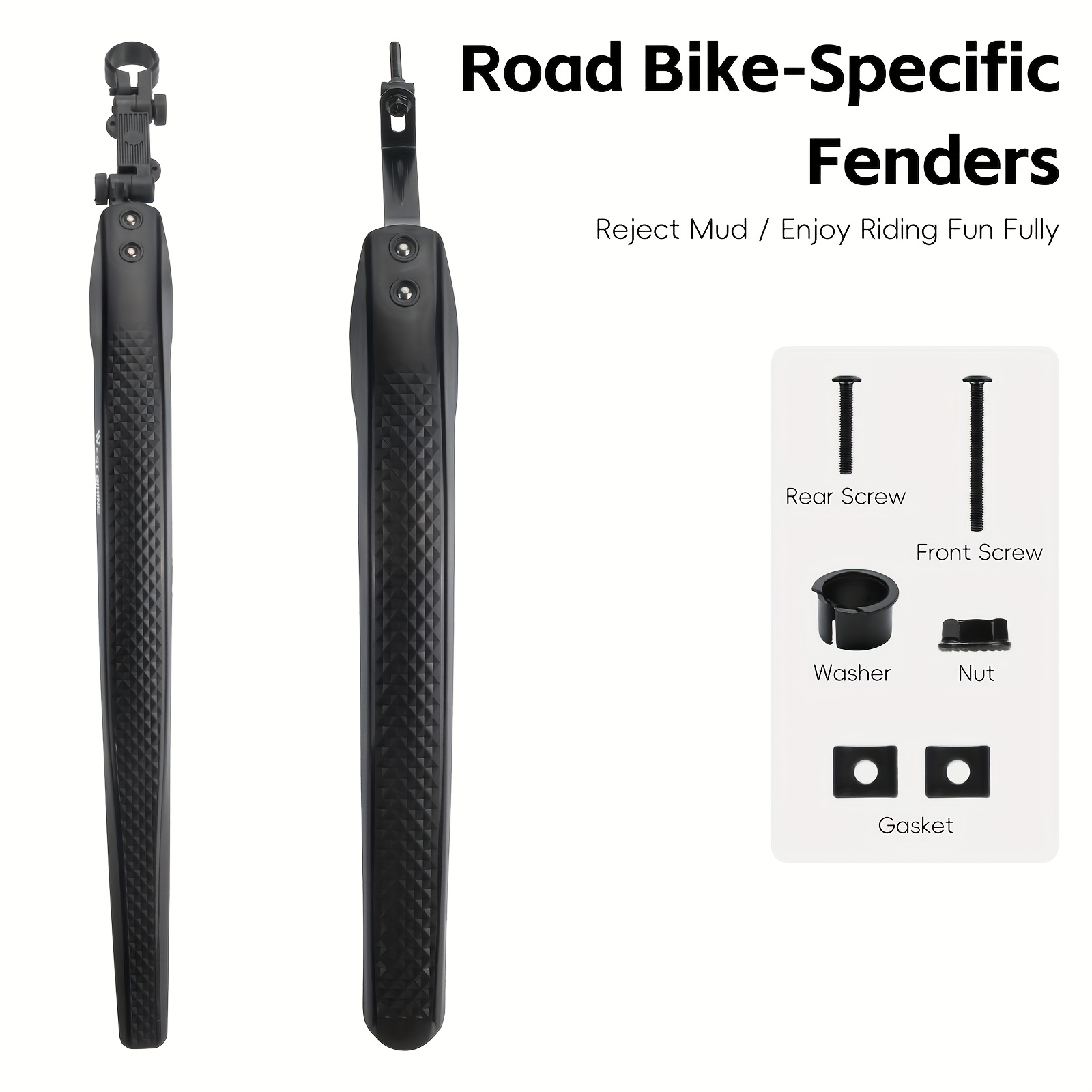 TEMU 1 Pair Road Bike Mudguards, Adjustable Front And Rear Fenders, Premium Pp Material, Quick Installation And Removal, Suitable For 26-29 Inch 700c