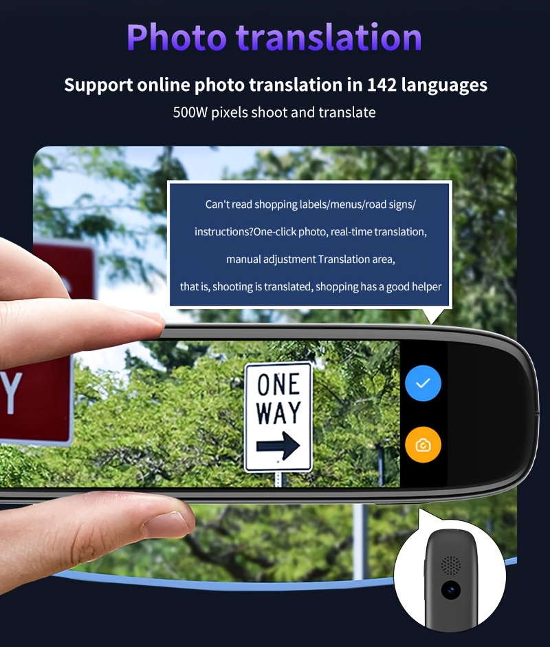 Vertimo rašiklis su OCR teksto skenavimu, USB įkrovimu, 142 kalbų palaikymu, tekstas į kalbą, Wi-Fi funkcija, litių polimerinė baterija, kalbų mokiniams, verslui, kelionėms - įkroviklis nėra įtrauktas