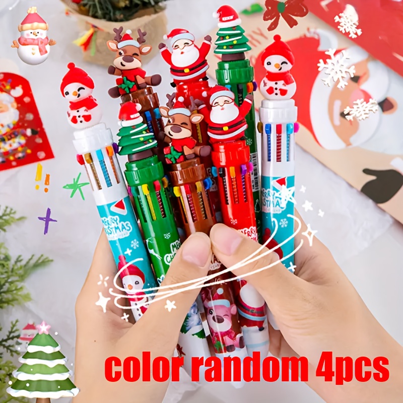 

4pcs Christmas Ballpoint Pens, 10- Retractable -ink Pen Set For & Favors, Christmas Decor