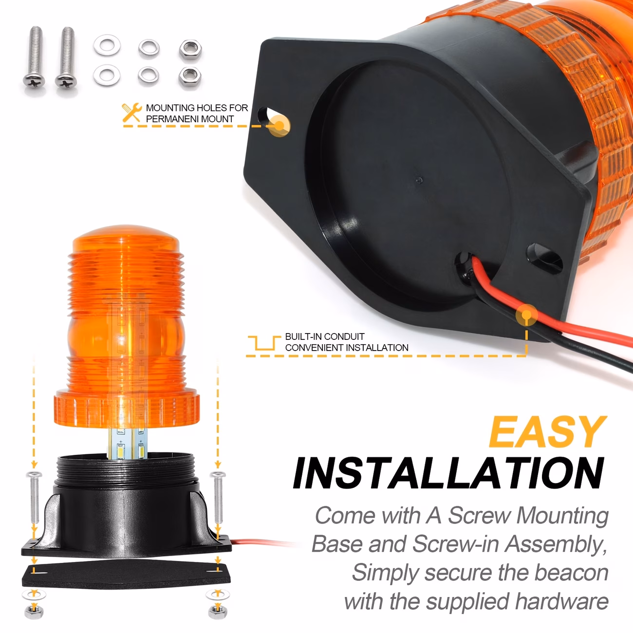 2 парчиња led строб светла, 12v-24v килибарени 30 led предупредувачки безбедносни трепкачки светла за виљушкар, камион, трактор, колички за голф, utv, автомобил, автобус Детали за производот 3