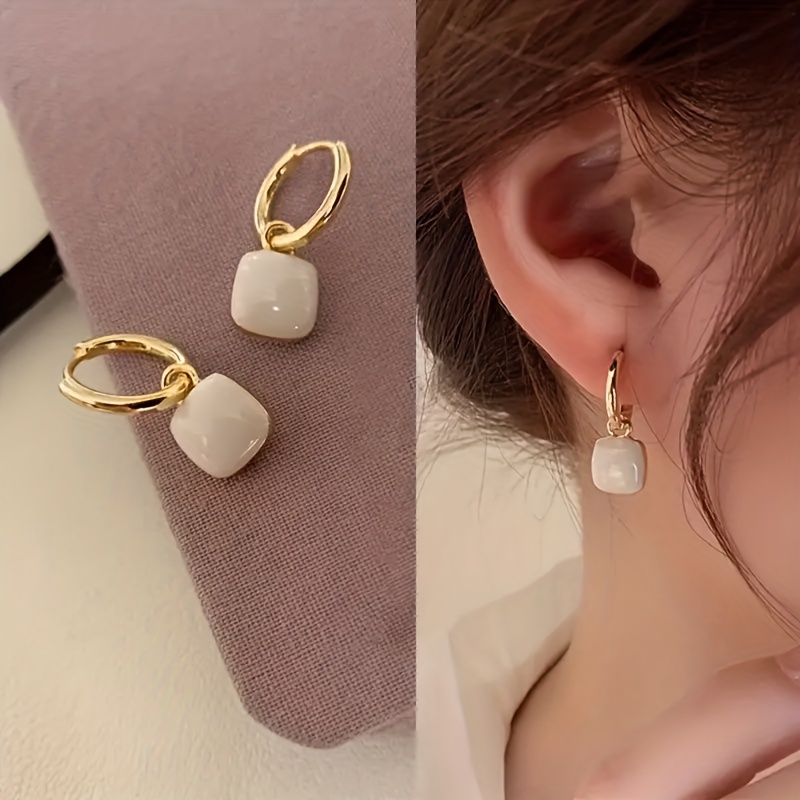 TEMU A Pair Of Classic And Luxurious Drop-style Enamel Ear Studs, A Fashionable Accessory Suitable For Daily Wear And Vacations, An Ideal Gift For
