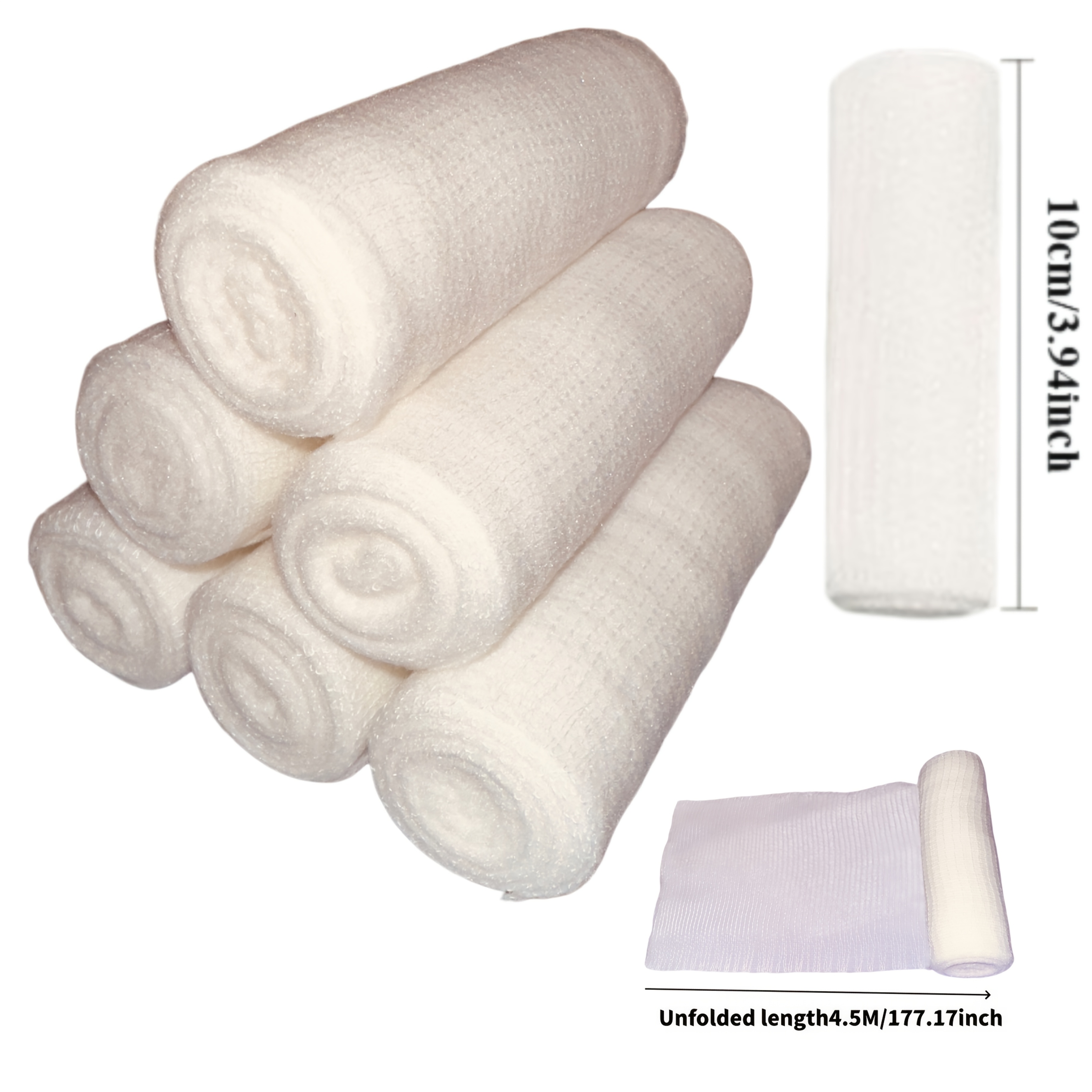 6 Rolls/set Of White Elastic Gauze | 3 Sizes Are , Suitable For Body Parts And Sports Care, Independent Small Packaging Is Easy To Carry, Very Suitable For Families And